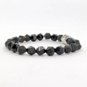 Altıgen Kesim Siyah Akik Bileklik (8 mm)-1BLK811