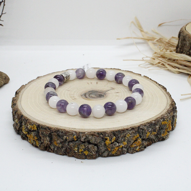 8mm Ametist-Pembe Kuvars - 4BLK80006 Vitrin