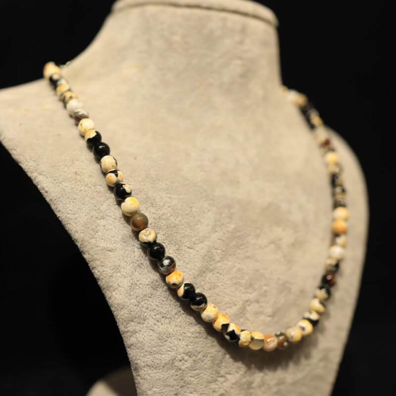 1KOL014 - 6mm Sarı Faset Kesim Akik Kolye (2)